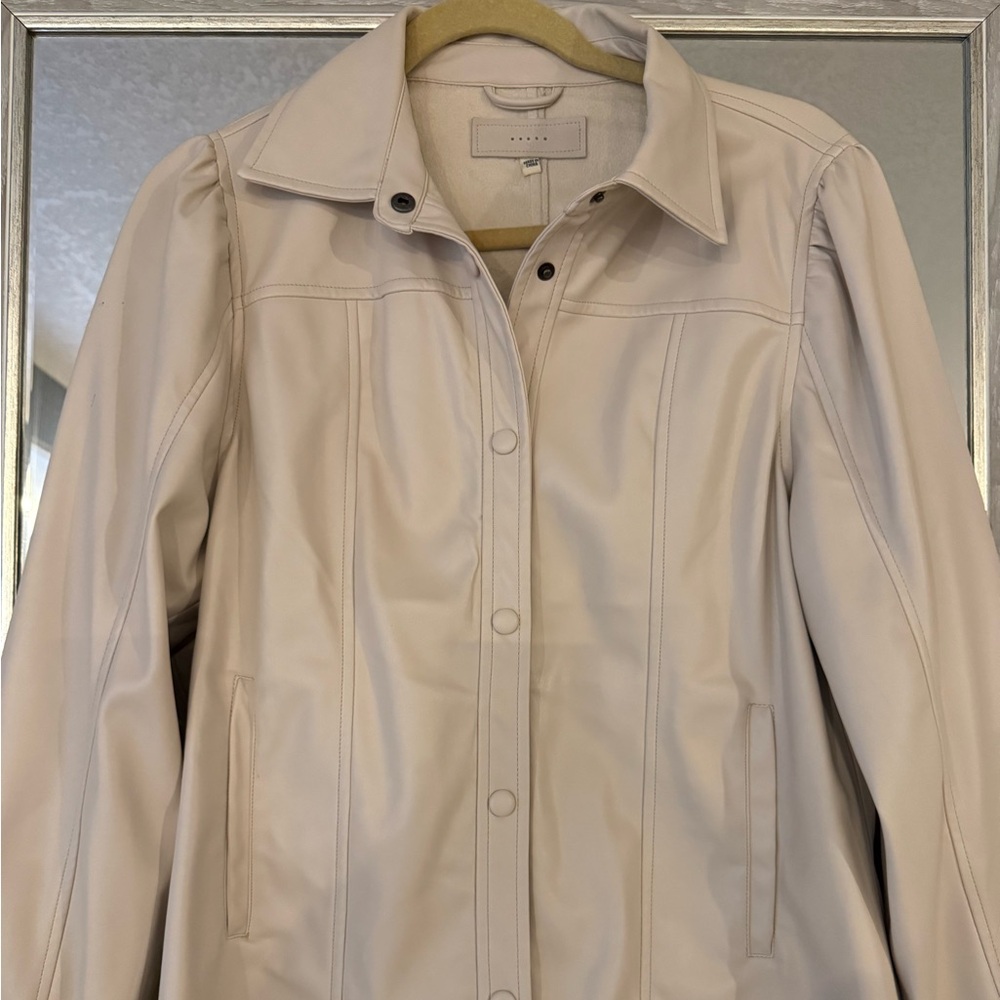 Blank NYC Women's Cream Faux Leather Jacket